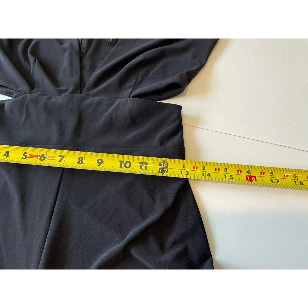 Laundry by Shelli Segal Black Jumpsuit Side Cutouts Sz 2 Deep V-Neck Wide Legs - Picture 9 of 11